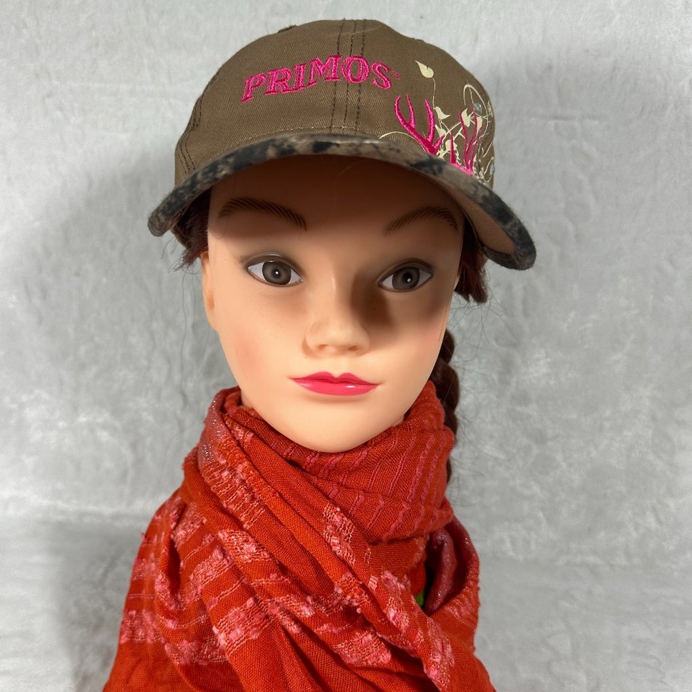 Primos Womens Ball Cap Paramount Outdoors Brown/Pink Embroidered Adjustable Hat